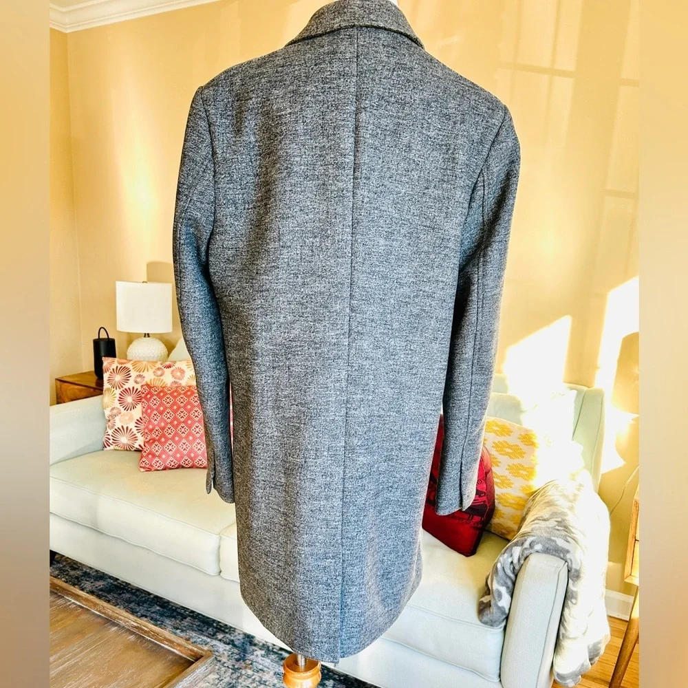 Topman Grey Textured Wool Overcoat Slim Fit Formal Dress Coat Men’s Medium